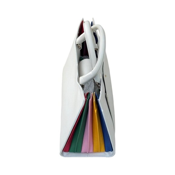 Sara Battaglia Plisse white Rainbow Tote Handbag - Picture 5 of 8